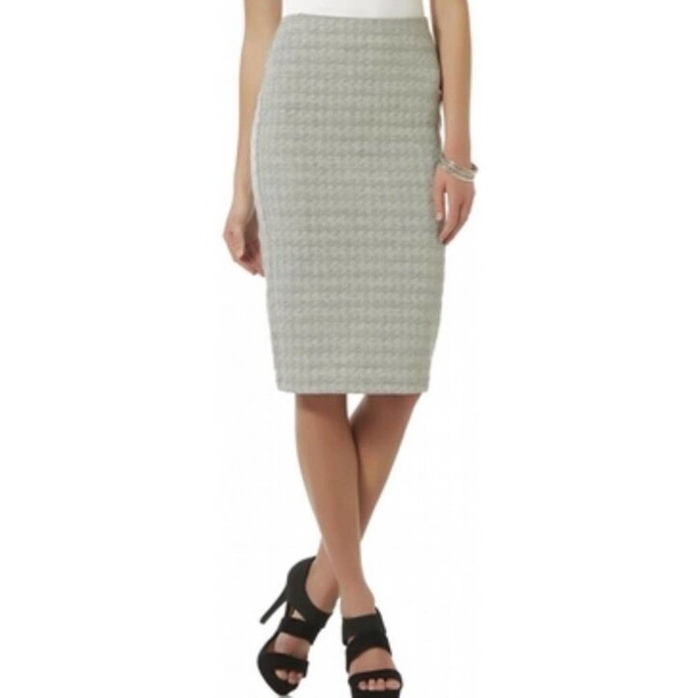 NEW Juniors Bongo Tabby Grey Heather Textured Zipper Back Knit Pencil Skirt Sz S